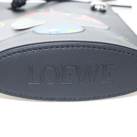LOEWE Suna Fujita Collaboration Pebble Shoulder Pouch Black Silver Auth 211450SM
