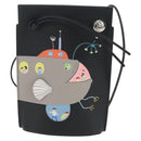 LOEWE Suna Fujita Collaboration Pebble Shoulder Pouch Black Silver Auth 211450SM-2
