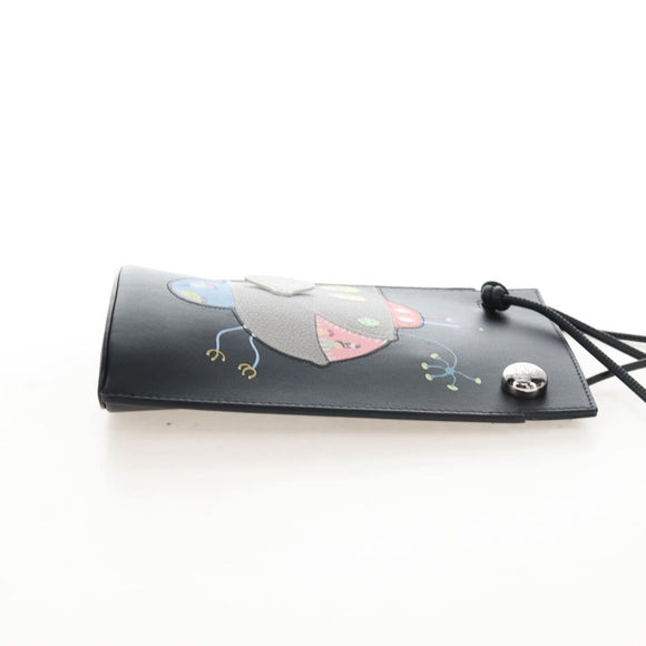 LOEWE Suna Fujita Collaboration Pebble Shoulder Pouch Black Silver Auth 211450SM