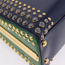 PRADA Hand Bag Saffiano leather Navy Gold Auth 211451SAM-10