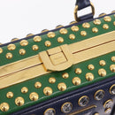 PRADA Hand Bag Saffiano leather Navy Gold Auth 211451SAM-14