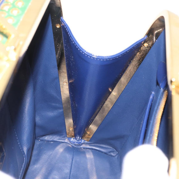 PRADA Hand Bag Saffiano leather Navy Gold Auth 211451SAM