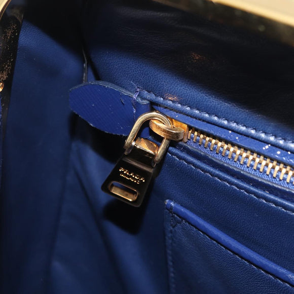 PRADA Hand Bag Saffiano leather Navy Gold Auth 211451SAM