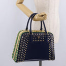 PRADA Hand Bag Saffiano leather Navy Gold Auth 211451SAM-25