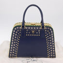 PRADA Hand Bag Saffiano leather Navy Gold Auth 211451SAM-26