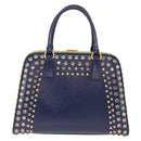 PRADA Hand Bag Saffiano leather Navy Gold Auth 211451SAM-3