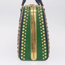 PRADA Hand Bag Saffiano leather Navy Gold Auth 211451SAM-4