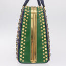 PRADA Hand Bag Saffiano leather Navy Gold Auth 211451SAM-5