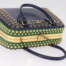PRADA Hand Bag Saffiano leather Navy Gold Auth 211451SAM-6