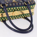 PRADA Hand Bag Saffiano leather Navy Gold Auth 211451SAM-7