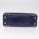 PRADA Hand Bag Saffiano leather Navy Gold Auth 211451SAM-9