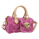 LOUIS VUITTON Monogram Denim Nano Speedy Bag Fusha Pink M27603 Auth 211452SM-1