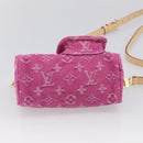 LOUIS VUITTON Monogram Denim Nano Speedy Bag Fusha Pink M27603 Auth 211452SM-11