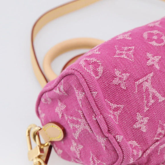 LOUIS VUITTON Monogram Denim Nano Speedy Bag Fusha Pink M27603 Auth 211452SM