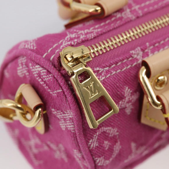 LOUIS VUITTON Monogram Denim Nano Speedy Bag Fusha Pink M27603 Auth 211452SM