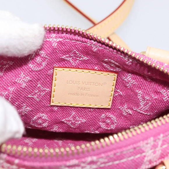 LOUIS VUITTON Monogram Denim Nano Speedy Bag Fusha Pink M27603 Auth 211452SM