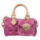 LOUIS VUITTON Monogram Denim Nano Speedy Bag Fusha Pink M27603 Auth 211452SM-2