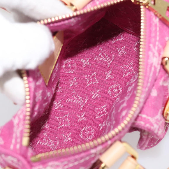 LOUIS VUITTON Monogram Denim Nano Speedy Bag Fusha Pink M27603 Auth 211452SM