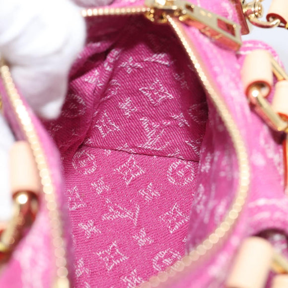 LOUIS VUITTON Monogram Denim Nano Speedy Bag Fusha Pink M27603 Auth 211452SM