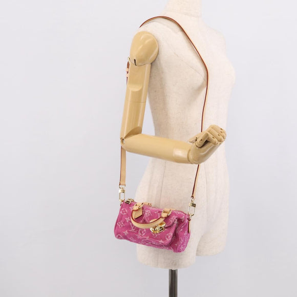 LOUIS VUITTON Monogram Denim Nano Speedy Bag Fusha Pink M27603 Auth 211452SM
