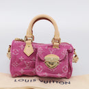 LOUIS VUITTON Monogram Denim Nano Speedy Bag Fusha Pink M27603 Auth 211452SM-25