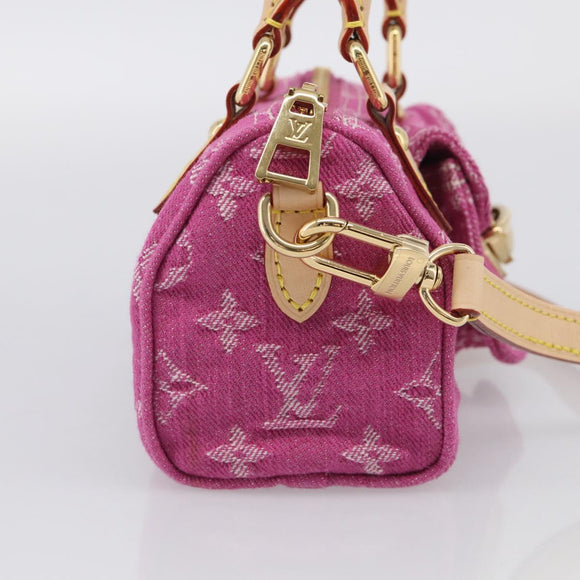 LOUIS VUITTON Monogram Denim Nano Speedy Bag Fusha Pink M27603 Auth 211452SM