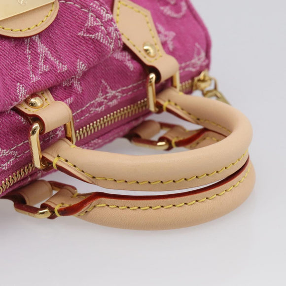 LOUIS VUITTON Monogram Denim Nano Speedy Bag Fusha Pink M27603 Auth 211452SM
