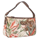 Salvatore Ferragamo Gancini Shoulder Bag Nylon Beige Gold Tone Auth 211464V-1