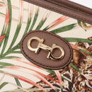 Salvatore Ferragamo Gancini Shoulder Bag Nylon Beige Gold Tone Auth 211464V-15