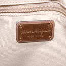 Salvatore Ferragamo Gancini Shoulder Bag Nylon Beige Gold Tone Auth 211464V-17