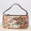 Salvatore Ferragamo Gancini Shoulder Bag Nylon Beige Gold Tone Auth 211464V-26