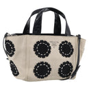 PRADA Hand Bag Canvas Denim 2way Beige Silver Auth 211465A-1