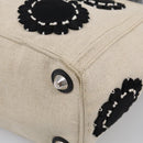 PRADA Hand Bag Canvas Denim 2way Beige Silver Auth 211465A-12