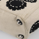 PRADA Hand Bag Canvas Denim 2way Beige Silver Auth 211465A-14