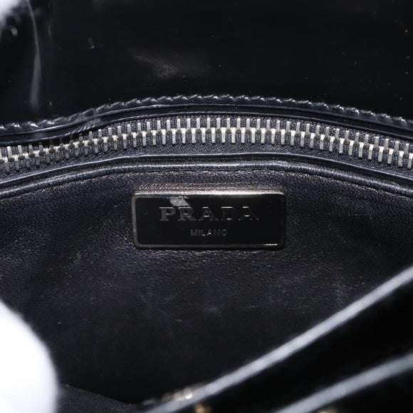 PRADA Hand Bag Canvas Denim 2way Beige Silver Auth 211465A