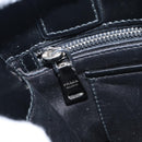 PRADA Hand Bag Canvas Denim 2way Beige Silver Auth 211465A-24