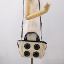 PRADA Hand Bag Canvas Denim 2way Beige Silver Auth 211465A-29