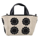 PRADA Hand Bag Canvas Denim 2way Beige Silver Auth 211465A-3