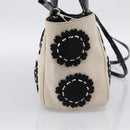 PRADA Hand Bag Canvas Denim 2way Beige Silver Auth 211465A-5