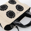 PRADA Hand Bag Canvas Denim 2way Beige Silver Auth 211465A-6