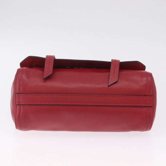 Miu Miu Shoulder Bag Leather Red Silver Auth 211468V