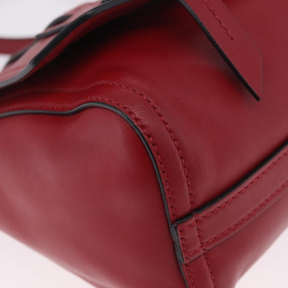 Miu Miu Shoulder Bag Leather Red Silver Auth 211468V