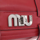 Miu Miu Shoulder Bag Leather Red Silver Auth 211468V-16