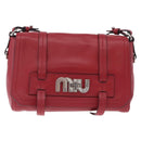 Miu Miu Shoulder Bag Leather Red Silver Auth 211468V-2