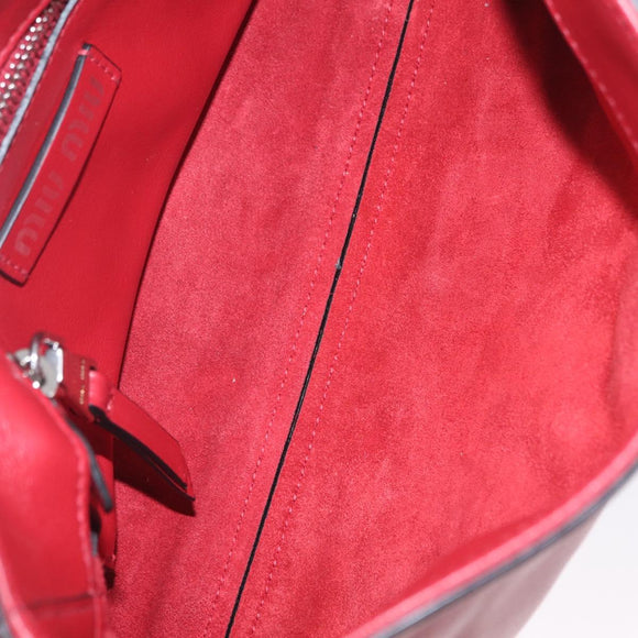 Miu Miu Shoulder Bag Leather Red Silver Auth 211468V