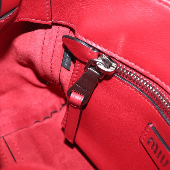 Miu Miu Shoulder Bag Leather Red Silver Auth 211468V