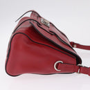 Miu Miu Shoulder Bag Leather Red Silver Auth 211468V-4
