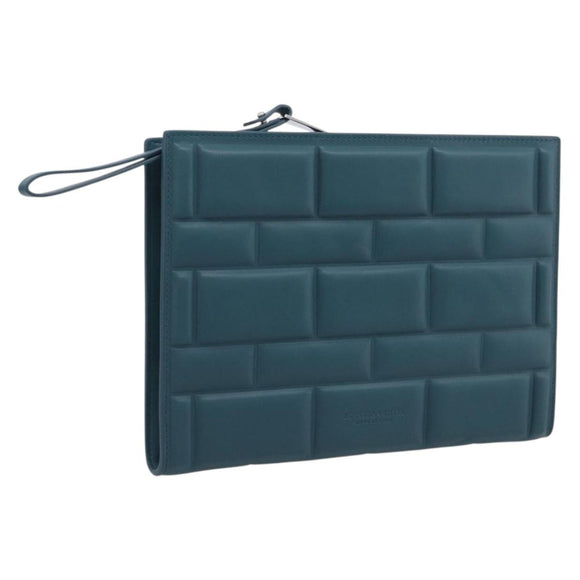 Bottega Veneta Clutch Bag Leather Green Auth 211469V