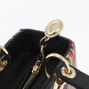Christian Dior Lady Dior Hand Bag Leather 2way Black Gold Tone Auth 211470SM-21