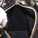 Christian Dior Lady Dior Hand Bag Leather 2way Black Gold Tone Auth 211470SM-24
